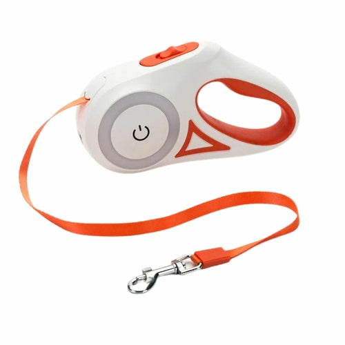 Correa retráctil automática para perros o gatos con iluminación amarilla Pandora, varios colores, bloqueo y frenado con un solo toque, agarre suave, diseño ergonómico, duradera