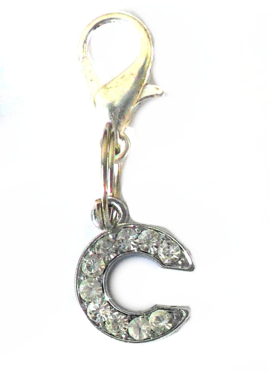 Dijes para mascotas con letras de cristal de la AZ