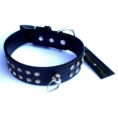 Collar para perro de diseño de lujo SO con cristales brillantes, varios colores, tamaños ajustables, cuero sintético duradero y estilo glamoroso