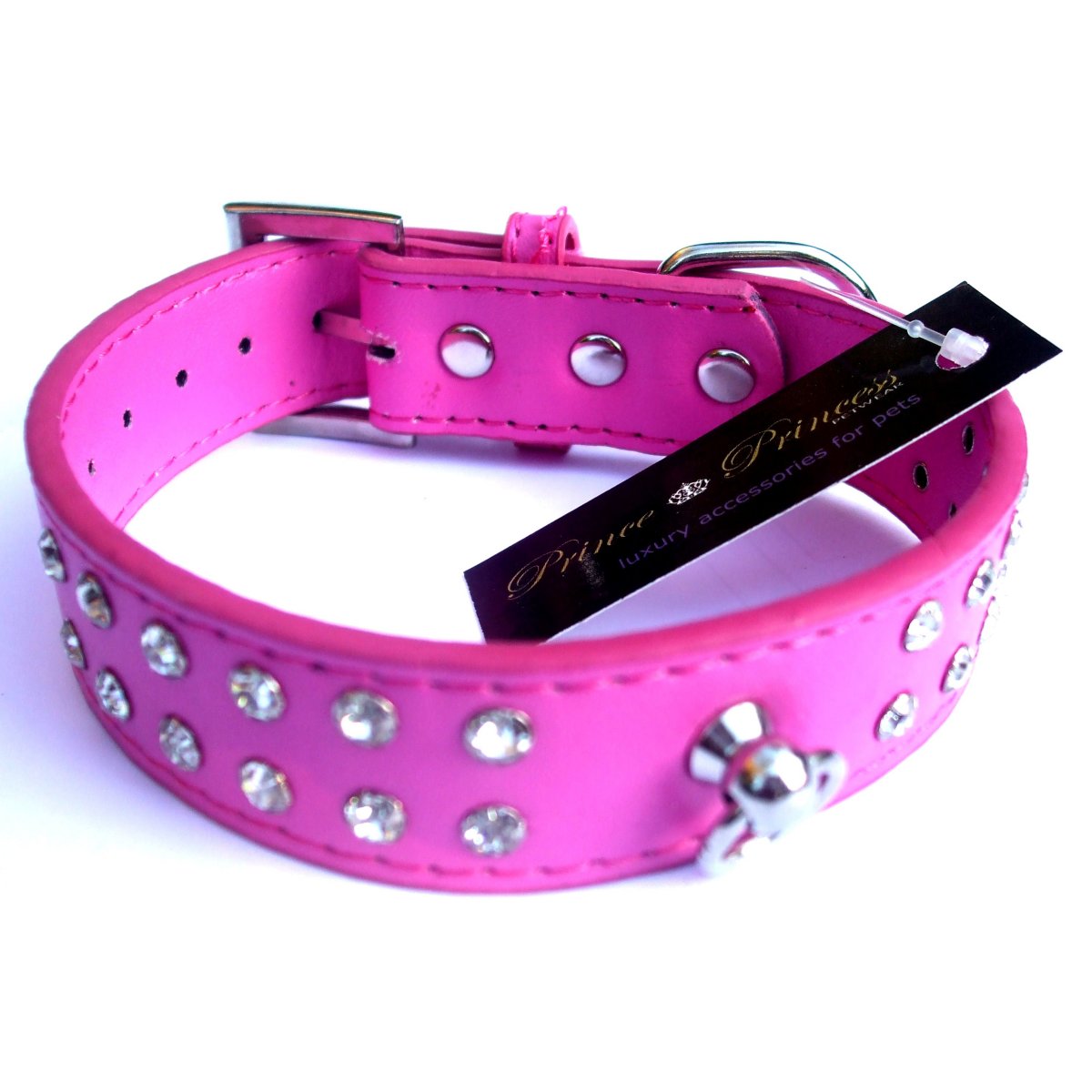 Collar para perro de diseño de lujo SO con cristales brillantes, varios colores, tamaños ajustables, cuero sintético duradero y estilo glamoroso