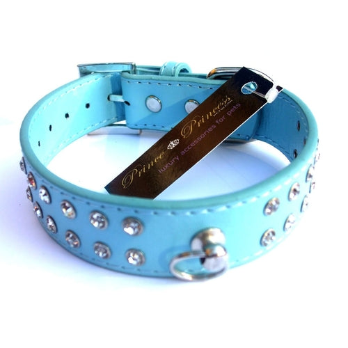 Collar para perro de diseño de lujo SO con cristales brillantes, varios colores, tamaños ajustables, cuero sintético duradero y estilo glamoroso