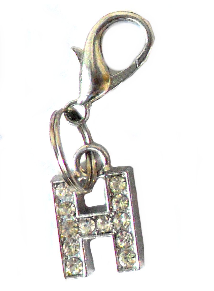 Dijes para mascotas con letras de cristal de la AZ