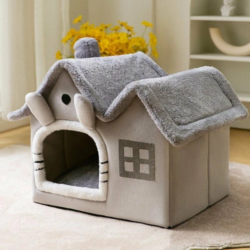 Casa de peluche para mascotas Pandora amarilla, varios colores, techo removible, aislada, tela de felpa y cómoda para mascotas