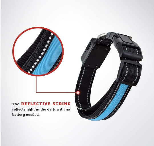 Collar LED para perros TC, varios colores, carga solar/USB, alta visibilidad, dos modos de luz y duradero