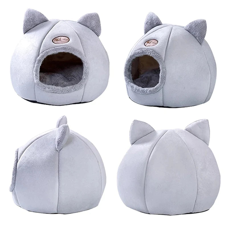 Casa para mascotas Pandora 2 en 1 acogedora, color amarillo, con orejas, varios tamaños, liviana, portátil, tela de algodón, suave y cómoda