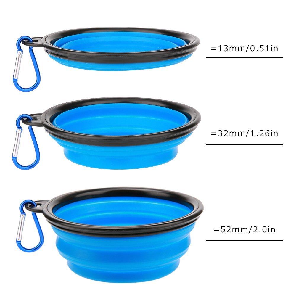 Botella de agua 2 en 1 Yap & Paw, varios colores, liviana, fácil de dispensar, apta para viajes, sin BPA, cuencos plegables, capacidad de agua de 350 ml, capacidad de croquetas de 250 g, duradera