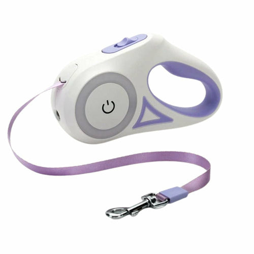 Correa retráctil automática para perros o gatos con iluminación amarilla Pandora, varios colores, bloqueo y frenado con un solo toque, agarre suave, diseño ergonómico, duradera