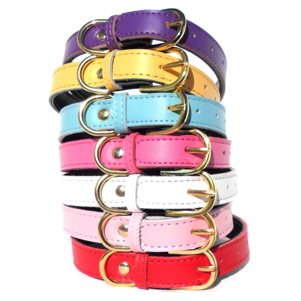 Collar para perros SO Bywater Street, varios colores, 4 tamaños, piel sintética, herrajes dorados, suave y flexible.